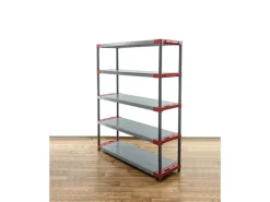 PROREGAL Kunststoffregal Grey Bear Tall HxBxT 180 x 140 x 46 cm Fachlast 70 kg Grau/Rot