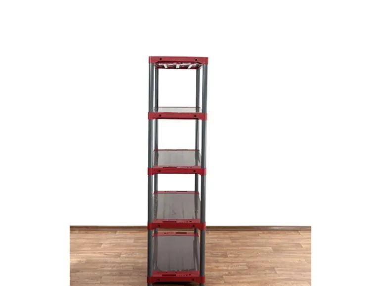 PROREGAL Kunststoffregal Grey Bear Tall HxBxT 180 x 120 x 46 cm Fachlast 120 kg Grau/Rot