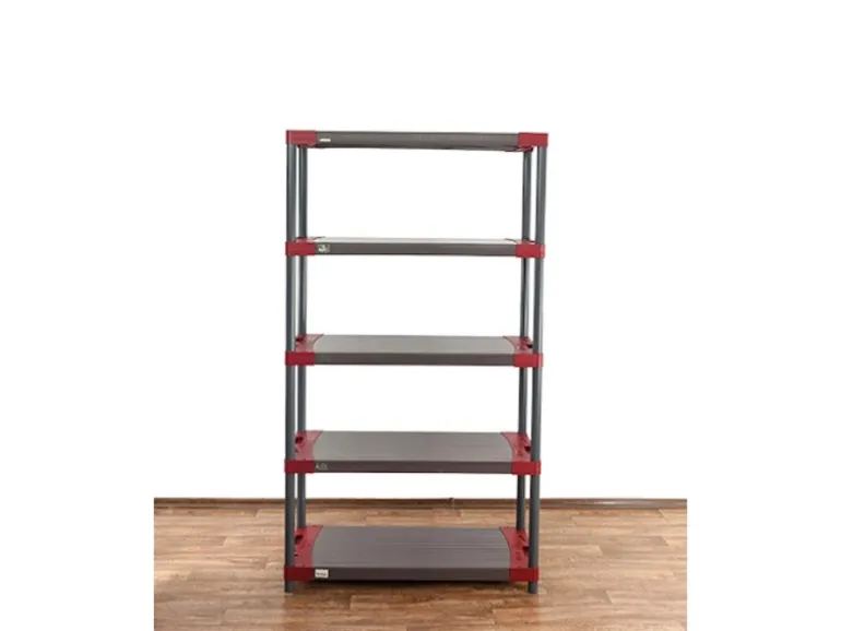 PROREGAL Kunststoffregal Grey Bear Tall HxBxT 180 x 120 x 46 cm Fachlast 120 kg Grau/Rot