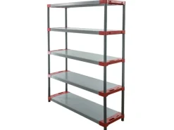 PROREGAL Kunststoffregal Big Grey Bear Tall HxBxT 180 x 130 x 46 cm Fachlast 120 kg Grau/Rot