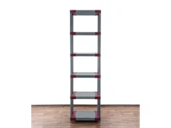PROREGAL Kunststoffregal Grey Bear Extra-Tall HxBxT 220 x 70 x 46 cm Fachlast 120 kg Grau/Rot