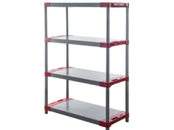 PROREGAL Kunststoffregal Big Grey Bear Low HxBxT 138 x 80 x 46 cm Fachlast 160 kg Grau/Rot