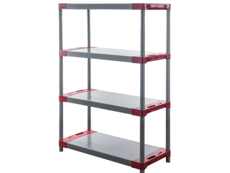 PROREGAL Kunststoffregal Big Grey Bear Low HxBxT 138 x 80 x 46 cm Fachlast 160 kg Grau/Rot