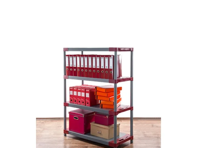 PROREGAL Kunststoffregal Big Grey Bear Low HxBxT 138 x 80 x 46 cm Fachlast 160 kg Grau/Rot