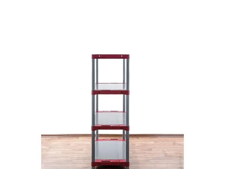 PROREGAL Kunststoffregal Big Grey Bear Low HxBxT 138 x 80 x 46 cm Fachlast 160 kg Grau/Rot