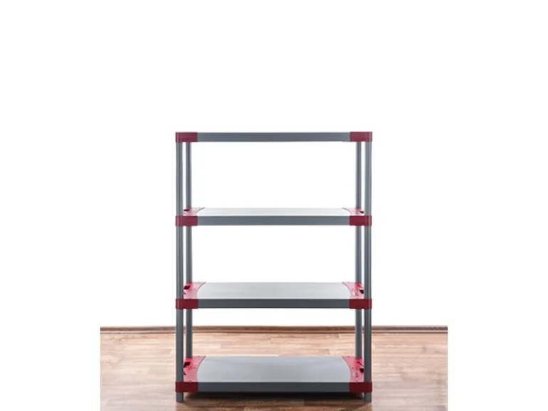 PROREGAL Kunststoffregal Big Grey Bear Low HxBxT 138 x 80 x 46 cm Fachlast 160 kg Grau/Rot