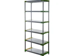 PROREGAL Kunststoffregal Big Grey Bear Extra-Tall HxBxT 220 x 110 x 46 cm Fachlast 160 kg Grau/Grün