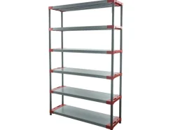 PROREGAL Kunststoffregal Big Grey Bear Extra-Tall HxBxT 220 x 130 x 46 cm Fachlast 120 kg Grau/Rot
