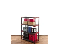 PROREGAL Kunststoffregal Grey Bear Low HxBxT 138 x 110 x 46 cm Fachlast 120 kg Grau/Rot