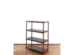 PROREGAL Kunststoffregal Grey Bear Low HxBxT 138 x 110 x 46 cm Fachlast 120 kg Grau/Rot
