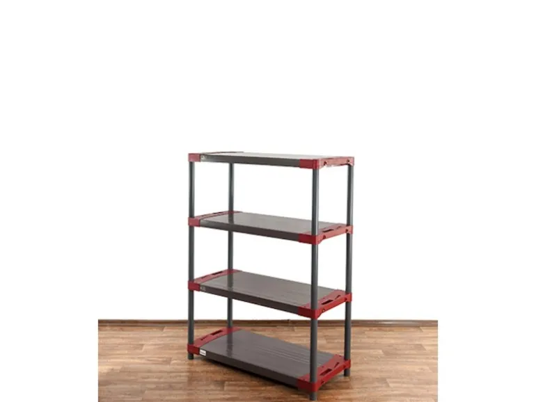 PROREGAL Kunststoffregal Grey Bear Low HxBxT 138 x 110 x 46 cm Fachlast 120 kg Grau/Rot