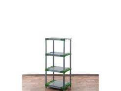 PROREGAL Kunststoffregal Grey Bear Low HxBxT 138 x 70 x 46 cm Fachlast 120 kg Grau/Grün