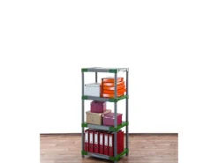 PROREGAL Kunststoffregal Grey Bear Low HxBxT 138 x 70 x 46 cm Fachlast 120 kg Grau/Grün
