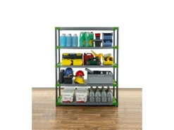 PROREGAL Kunststoffregal Big Grey Bear Tall HxBxT 180 x 130 x 46 cm Fachlast 120 kg Grau/Grün