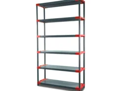 PROREGAL Kunststoffregal Big Grey Bear Extra-Tall HxBxT 220 x 120 x 46 cm Fachlast 160 kg Grau/Rot