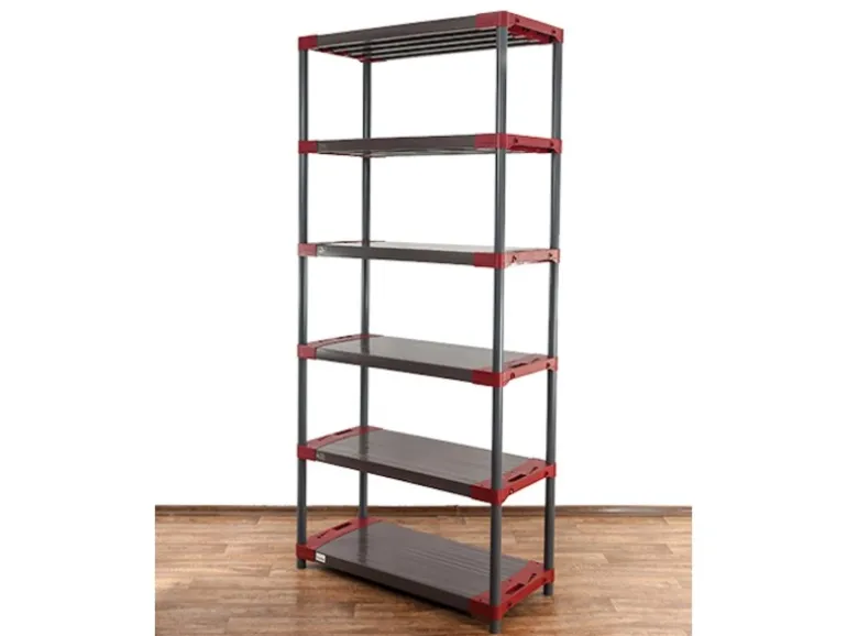 PROREGAL Kunststoffregal Big Grey Bear Extra-Tall HxBxT 220 x 120 x 46 cm Fachlast 160 kg Grau/Rot