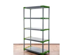 PROREGAL Kunststoffregal Grey Bear Tall HxBxT 180 x 80 x 46 cm Fachlast 120 kg Grau/Grün