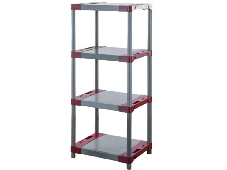 PROREGAL Kunststoffregal Grey Bear Low HxBxT 138 x 70 x 46 cm Fachlast 120 kg Grau/Rot