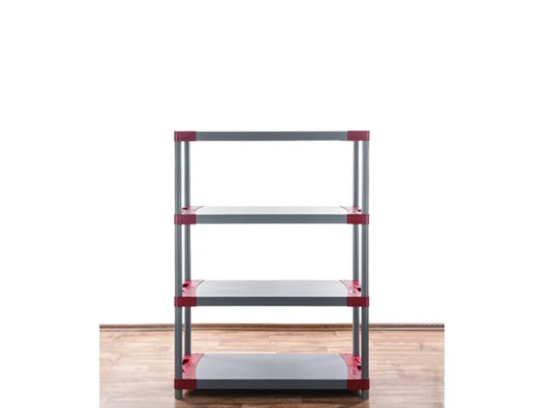 PROREGAL Kunststoffregal Grey Bear Low HxBxT 138 x 80 x 46 cm Fachlast 120 kg Grau/Rot