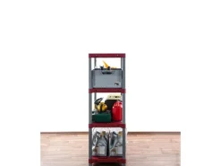 PROREGAL Kunststoffregal Grey Bear Low HxBxT 138 x 80 x 46 cm Fachlast 120 kg Grau/Rot