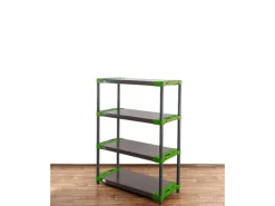 PROREGAL Kunststoffregal Grey Bear Low HxBxT 138 x 110 x 46 cm Fachlast 120 kg Grau/Grün