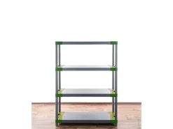 PROREGAL Kunststoffregal Grey Bear Low HxBxT 138 x 80 x 46 cm Fachlast 120 kg Grau/Grün
