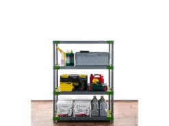 PROREGAL Kunststoffregal Grey Bear Low HxBxT 138 x 80 x 46 cm Fachlast 120 kg Grau/Grün