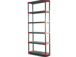 PROREGAL Kunststoffregal Big Grey Bear Extra-Tall HxBxT 220 x 90 x 46 cm Fachlast 160 kg Grau/Rot