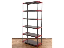 PROREGAL Kunststoffregal Big Grey Bear Extra-Tall HxBxT 220 x 90 x 46 cm Fachlast 160 kg Grau/Rot