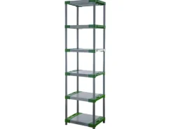 PROREGAL Kunststoffregal Grey Bear Extra-Tall HxBxT 220 x 60 x 46 cm Fachlast 120 kg Grau/Grün