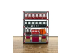 PROREGAL Kunststoffregal Grey Bear Tall HxBxT 180 x 150 x 46 cm Fachlast 70 kg Grau/Rot