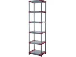 PROREGAL Kunststoffregal Big Grey Bear Extra-Tall HxBxT 220 x 60 x 46 cm Fachlast 160 kg Grau/Rot