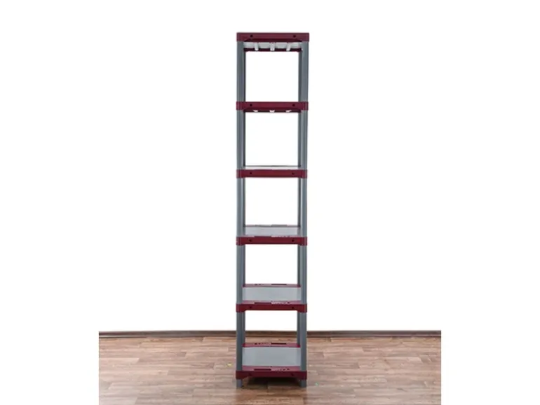 PROREGAL Kunststoffregal Big Grey Bear Extra-Tall HxBxT 220 x 60 x 46 cm Fachlast 160 kg Grau/Rot