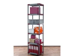 PROREGAL Kunststoffregal Big Grey Bear Extra-Tall HxBxT 220 x 60 x 46 cm Fachlast 160 kg Grau/Rot