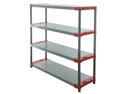 PROREGAL Kunststoffregal Big Grey Bear Low HxBxT 138 x 130 x 46 cm Fachlast 120 kg Grau/Rot
