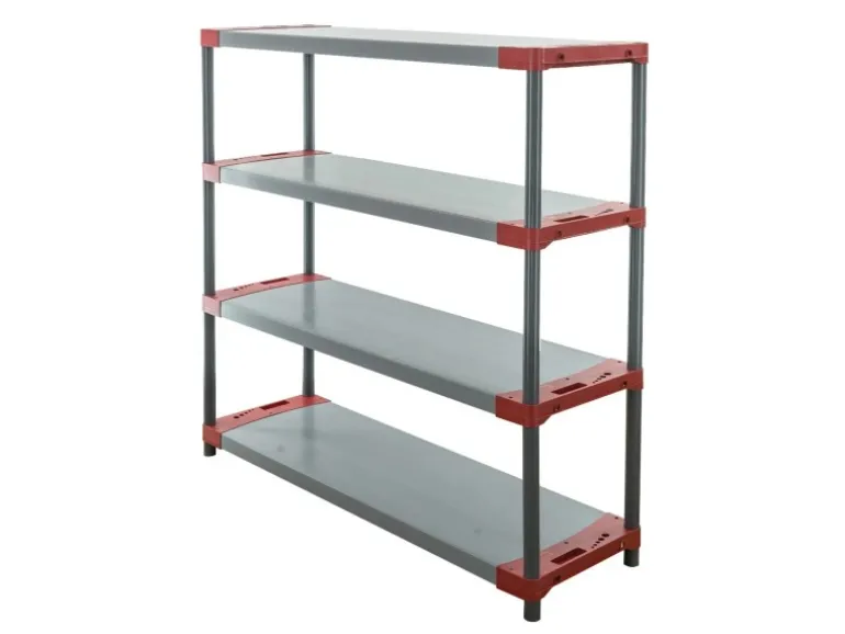 PROREGAL Kunststoffregal Big Grey Bear Low HxBxT 138 x 130 x 46 cm Fachlast 120 kg Grau/Rot