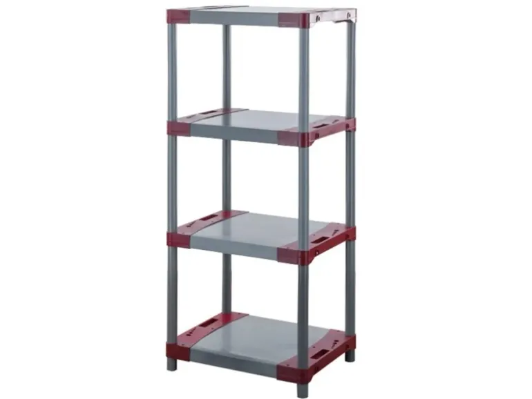 PROREGAL Kunststoffregal Grey Bear Low HxBxT 138 x 60 x 46 cm Fachlast 120 kg Grau/Rot