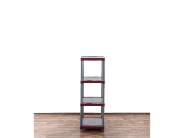 PROREGAL Kunststoffregal Grey Bear Low HxBxT 138 x 60 x 46 cm Fachlast 120 kg Grau/Rot