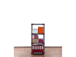 PROREGAL Kunststoffregal Grey Bear Low HxBxT 138 x 60 x 46 cm Fachlast 120 kg Grau/Rot