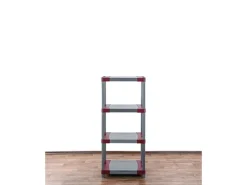 PROREGAL Kunststoffregal Grey Bear Low HxBxT 138 x 60 x 46 cm Fachlast 120 kg Grau/Rot