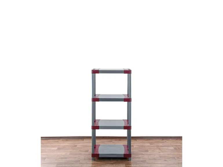 PROREGAL Kunststoffregal Grey Bear Low HxBxT 138 x 60 x 46 cm Fachlast 120 kg Grau/Rot