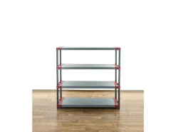 PROREGAL Kunststoffregal Grey Bear Low HxBxT 138 x 130 x 46 cm Fachlast 70 kg Grau/Rot