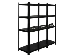 PROREGAL Mega Deal 3 x All Black Series Schwerlastregal Ragnar HxBxT 150 x 45 x 45 cm Fachlast 100 kg Matt Schwarz Kellerregal Steckregal Garagenregal