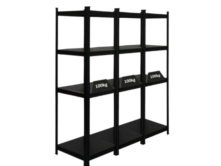 PROREGAL Mega Deal 3 x All Black Series Schwerlastregal Ragnar HxBxT 150 x 45 x 45 cm Fachlast 100 kg Matt Schwarz Kellerregal Steckregal Garagenregal