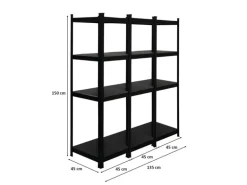 PROREGAL Mega Deal 3 x All Black Series Schwerlastregal Ragnar HxBxT 150 x 45 x 45 cm Fachlast 100 kg Matt Schwarz Kellerregal Steckregal Garagenregal