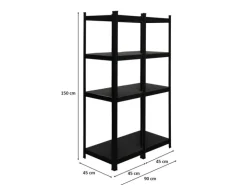 PROREGAL Mega Deal 2 x All Black Series Schwerlastregal Ragnar HxBxT 150 x 45 x 45 cm Fachlast 100 kg Matt Schwarz Kellerregal Steckregal Garagenregal