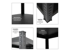 PROREGAL Mega Deal 2 x All Black Series Schwerlastregal Ragnar HxBxT 150 x 45 x 45 cm Fachlast 100 kg Matt Schwarz Kellerregal Steckregal Garagenregal