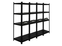 PROREGAL Mega Deal 4 x All Black Series Schwerlastregal Ragnar HxBxT 150 x 45 x 45 cm Fachlast 100 kg Matt Schwarz Kellerregal Steckregal Garagenregal