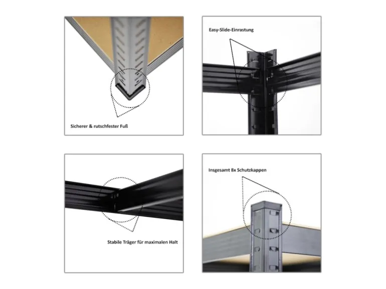 PROREGAL Mega Deal 1 x Eckregal & 2x Schwerlastregal Ragnar HxBxT 180 x 190 x 40 cm Fachlast 175 kg Schwarz Kellerregal Steckregal Garagenregal