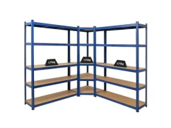 PROREGAL Mega Deal 1 x Eckregal & 2x Schwerlastregal Ragnar HxBxT 180 x 190 x 40 cm Fachlast 175 kg Blau Kellerregal Steckregal Garagenregal